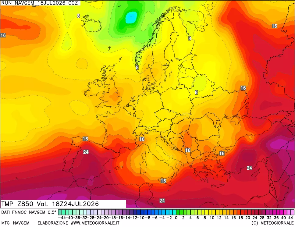 mappa Temperatura a 850 hPa