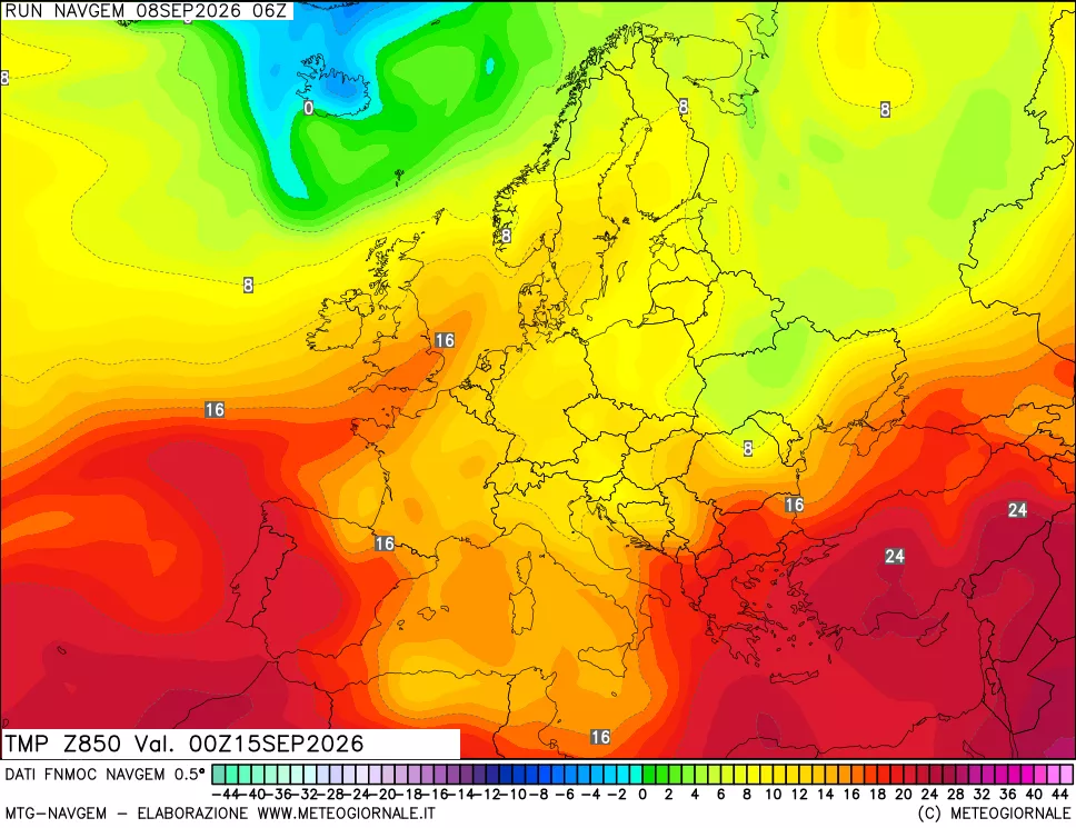 mappa Temperatura a 850 hPa