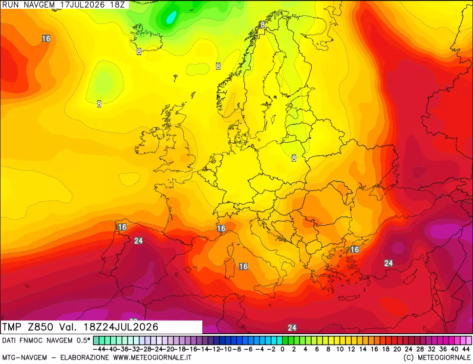 mappa Temperatura a 850 hPa