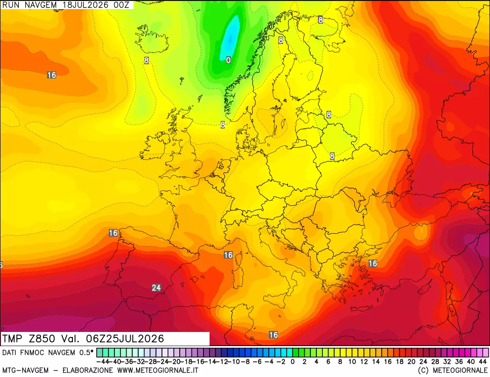 mappa Temperatura a 850 hPa