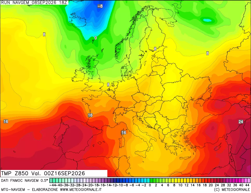 mappa Temperatura a 850 hPa