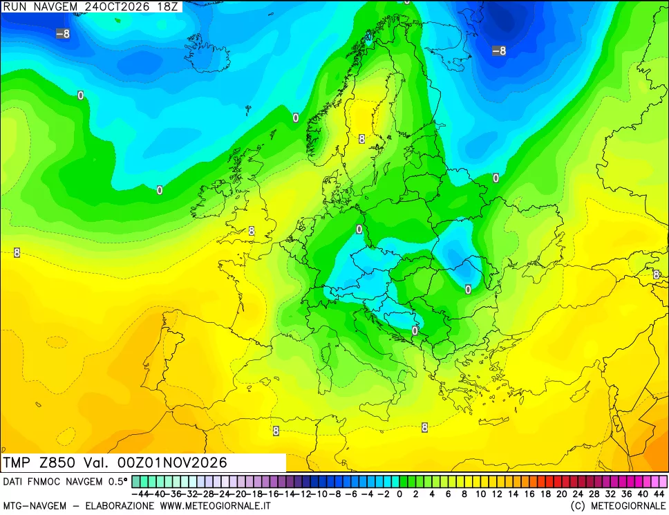 mappa Temperatura a 850 hPa