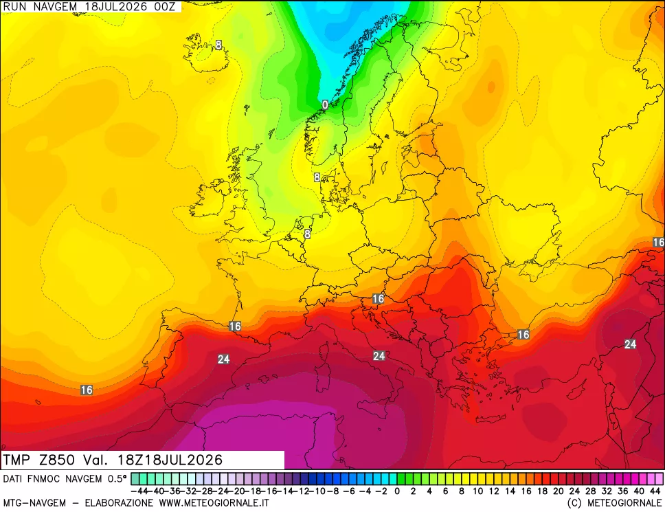 mappa Temperatura a 850 hPa