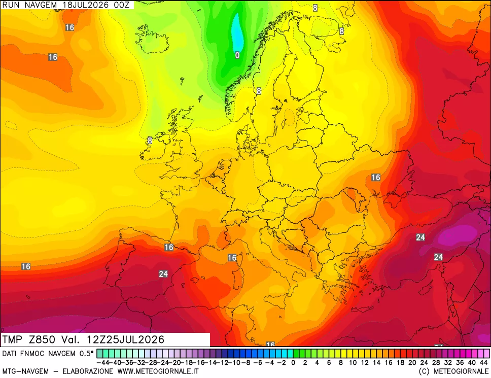 mappa Temperatura a 850 hPa