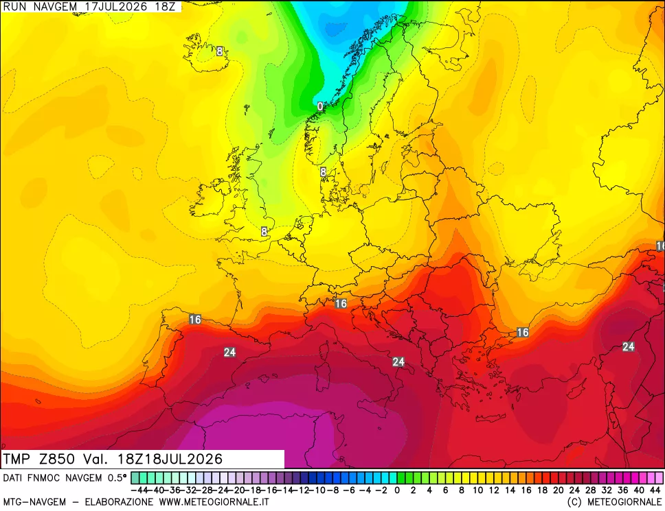 mappa Temperatura a 850 hPa