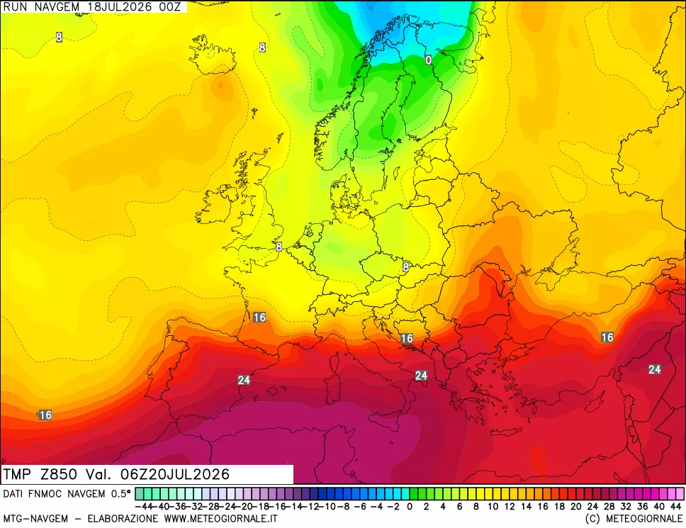mappa Temperatura a 850 hPa