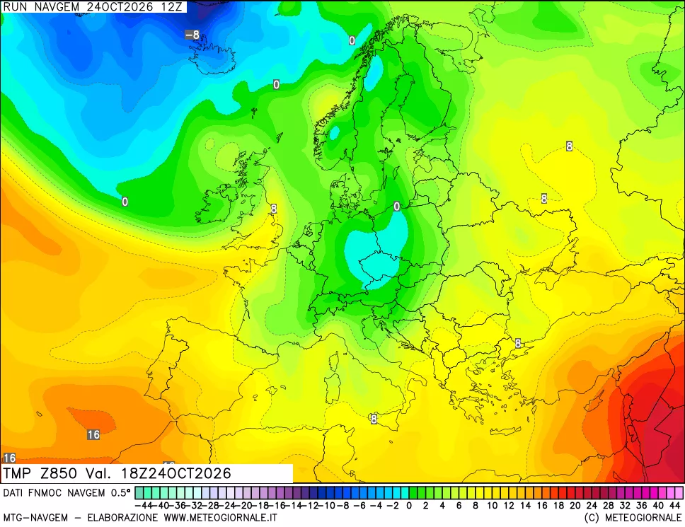 mappa Temperatura a 850 hPa