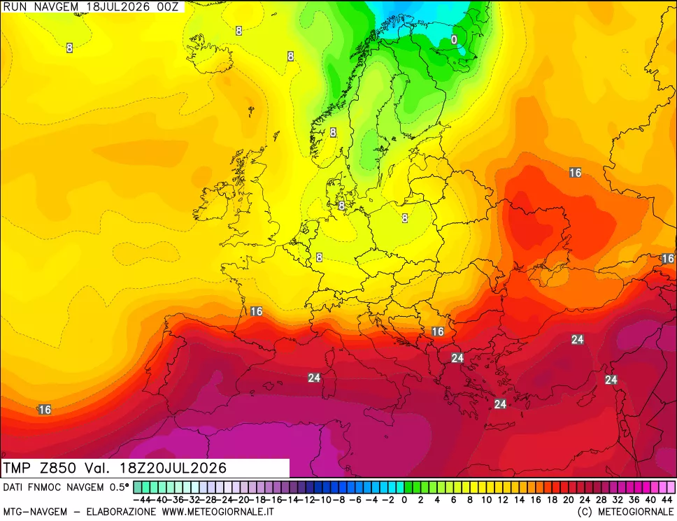 mappa Temperatura a 850 hPa