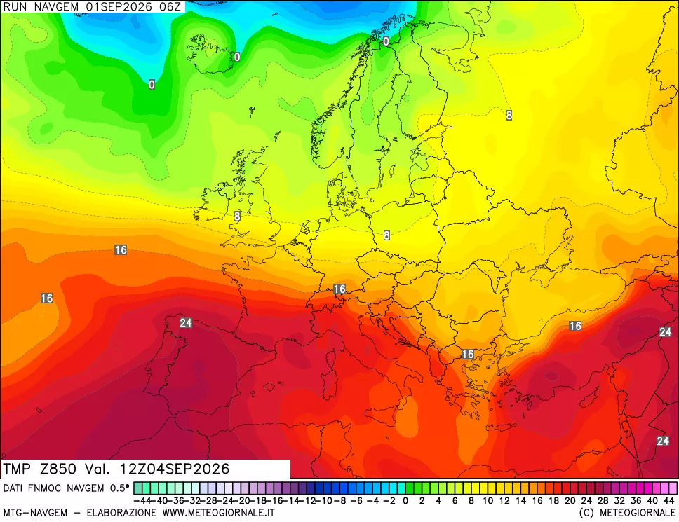 mappa Temperatura a 850 hPa