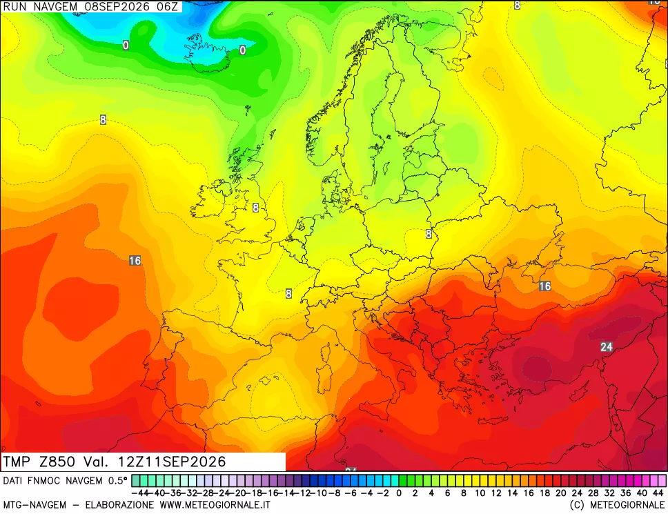 mappa Temperatura a 850 hPa