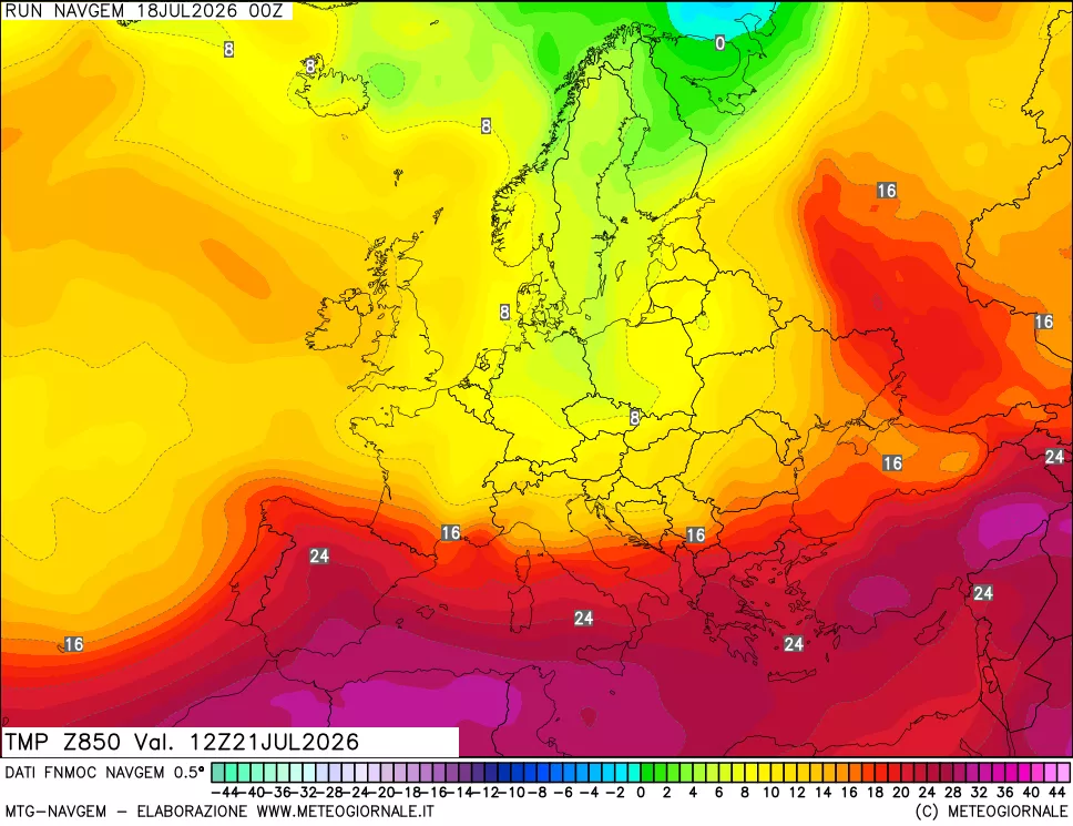 mappa Temperatura a 850 hPa