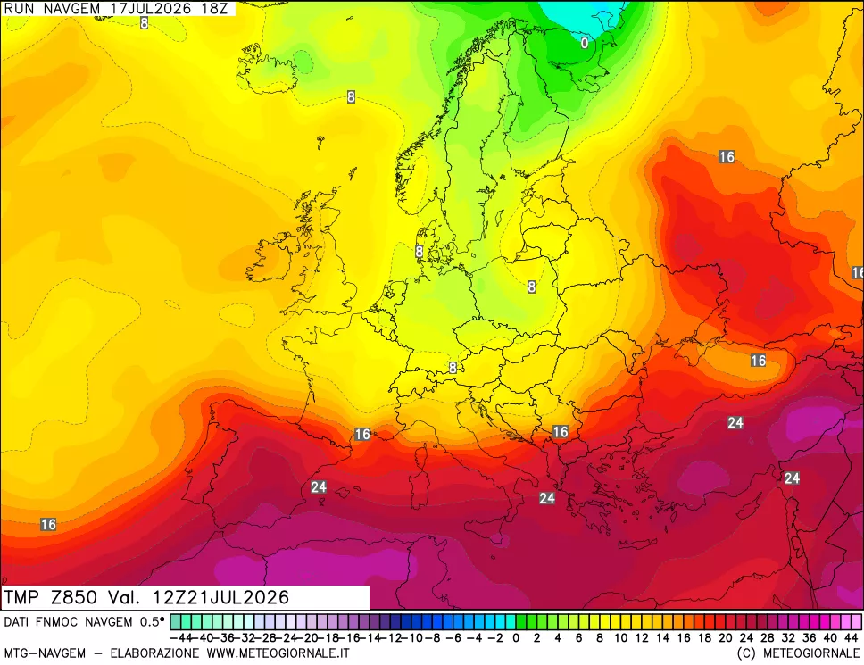 mappa Temperatura a 850 hPa