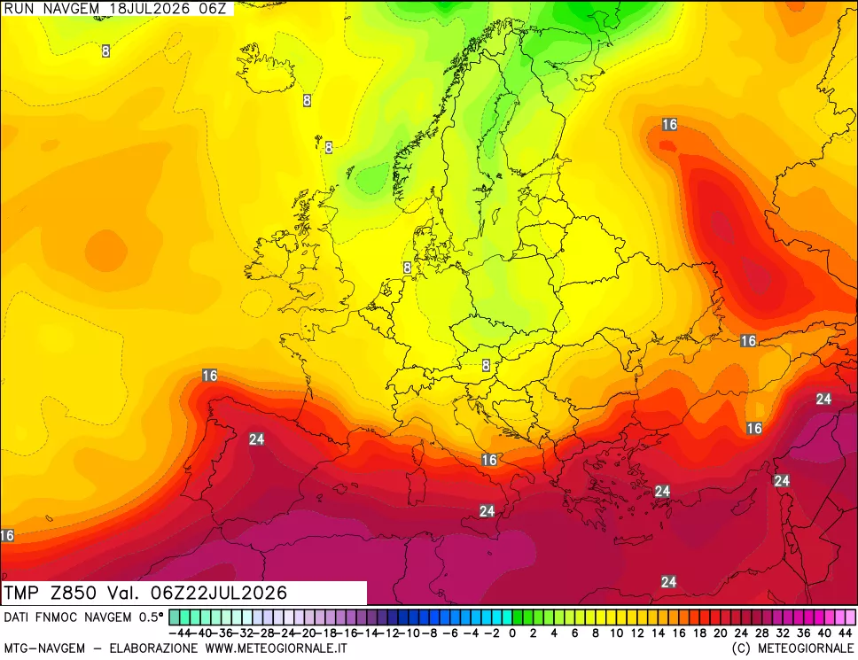 mappa Temperatura a 850 hPa
