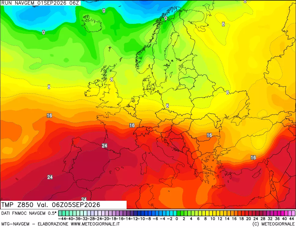 mappa Temperatura a 850 hPa