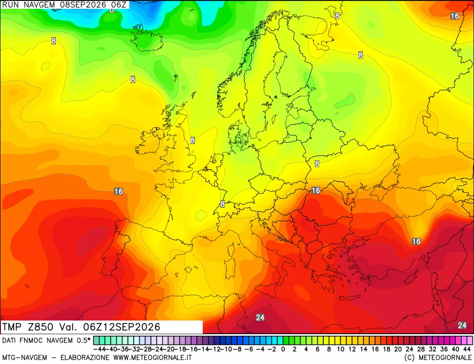 mappa Temperatura a 850 hPa