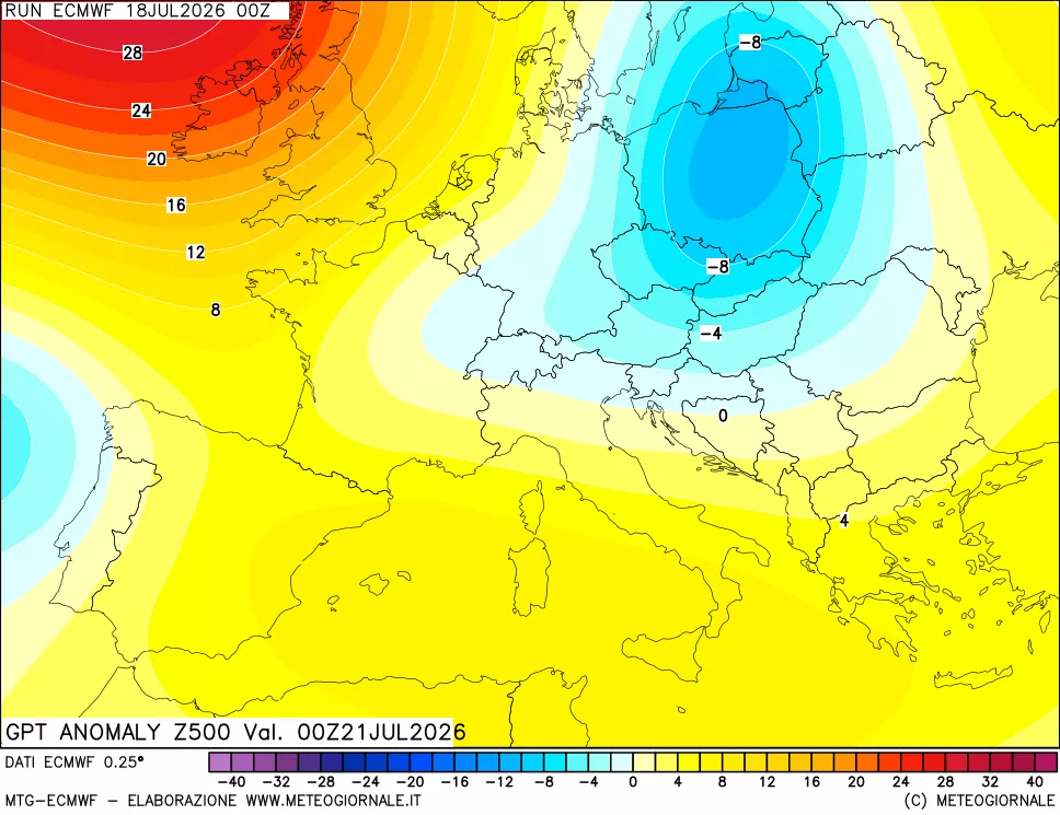 mappa 500 hPa GPT Anomaly vs Cli.No 1981-2010