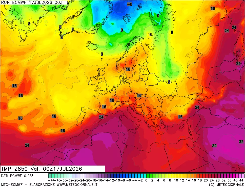 mappa Temperatura a 850 hPa