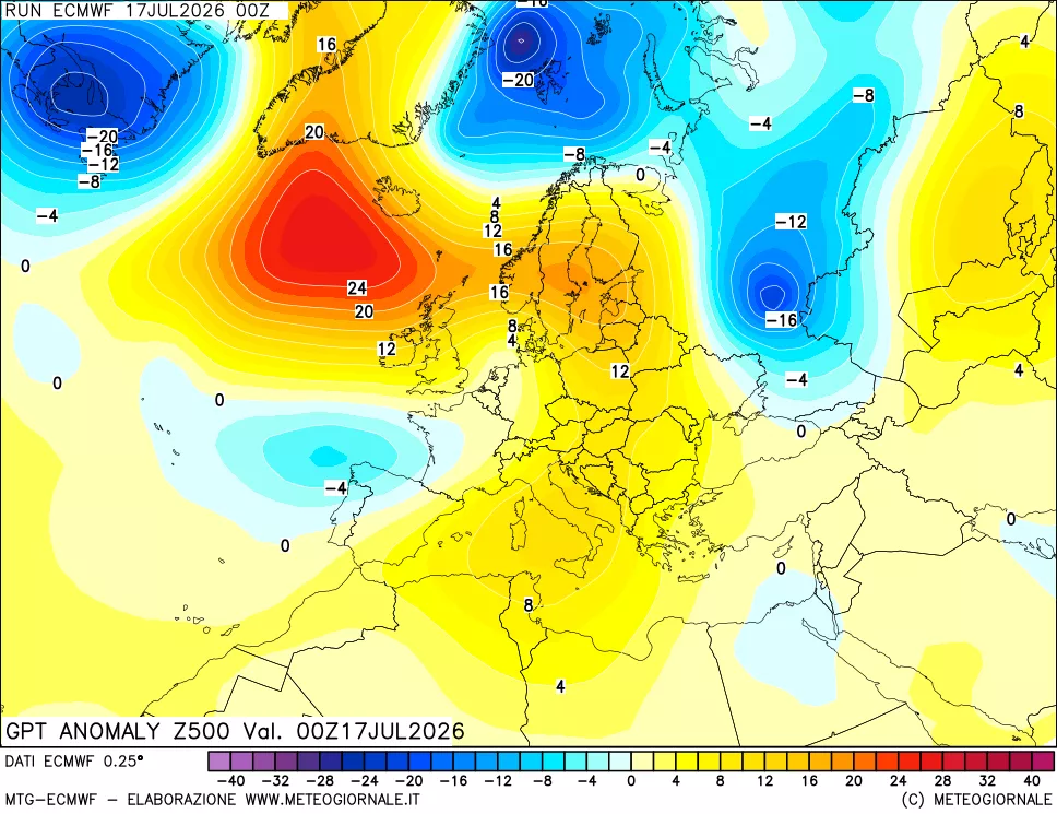 mappa 500 hPa GPT Anomaly vs Cli.No 1981-2010