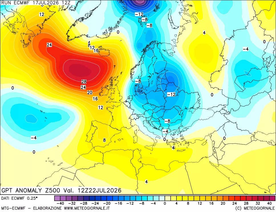mappa 500 hPa GPT Anomaly vs Cli.No 1981-2010