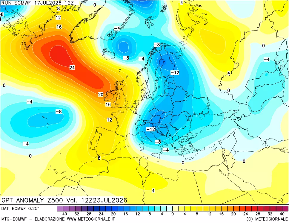 mappa 500 hPa GPT Anomaly vs Cli.No 1981-2010