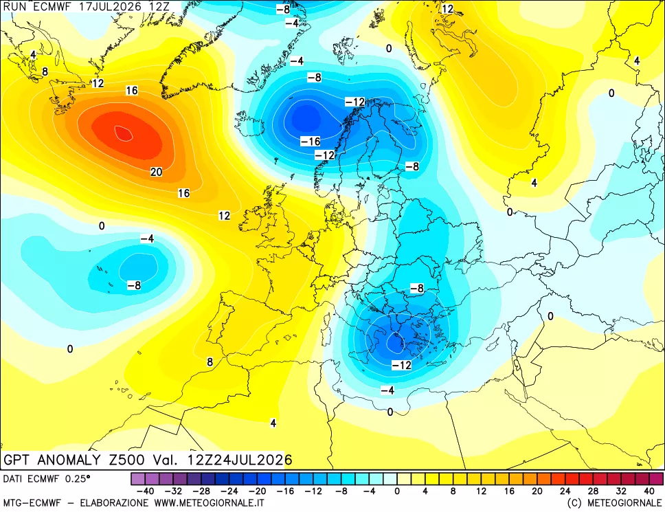 mappa 500 hPa GPT Anomaly vs Cli.No 1981-2010