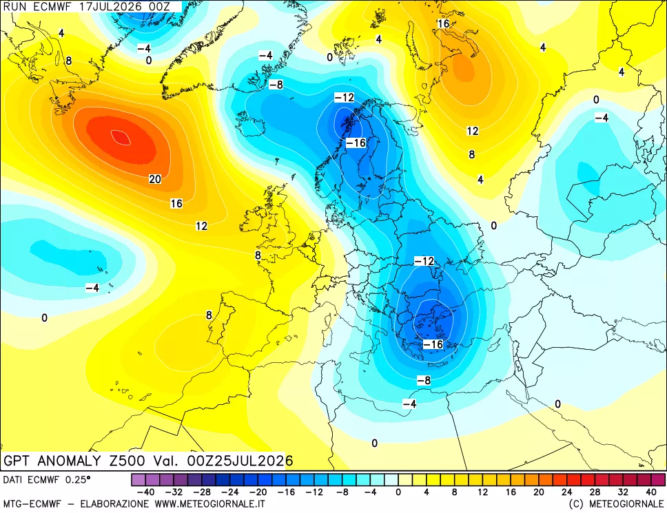 mappa 500 hPa GPT Anomaly vs Cli.No 1981-2010