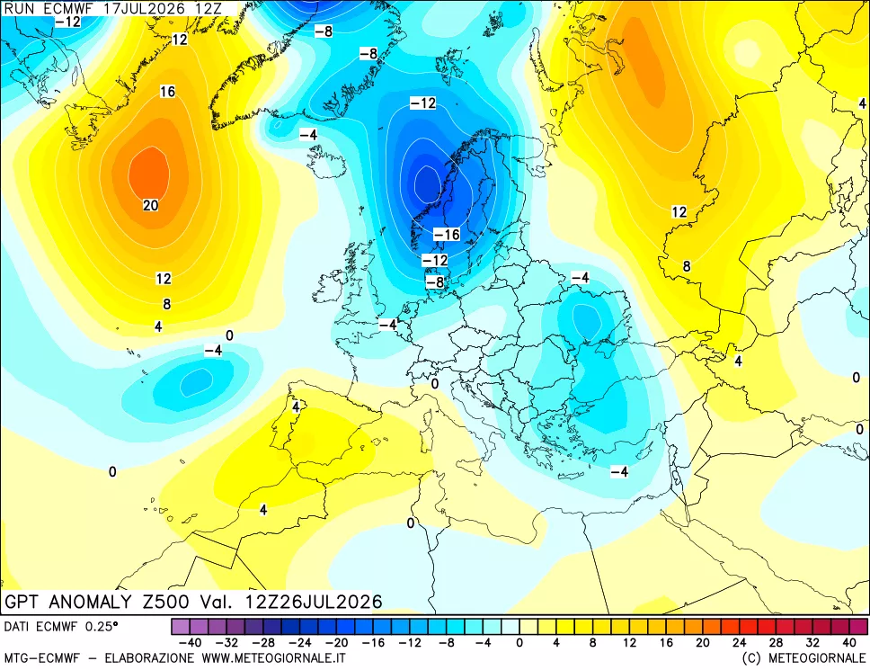 mappa 500 hPa GPT Anomaly vs Cli.No 1981-2010