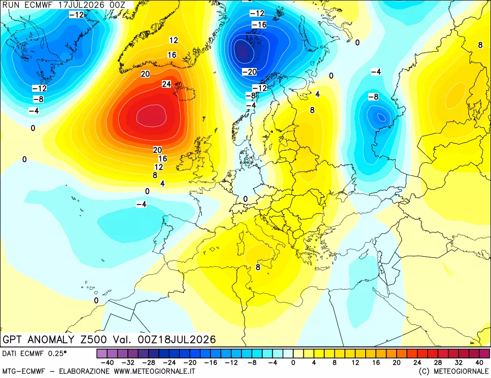 mappa 500 hPa GPT Anomaly vs Cli.No 1981-2010