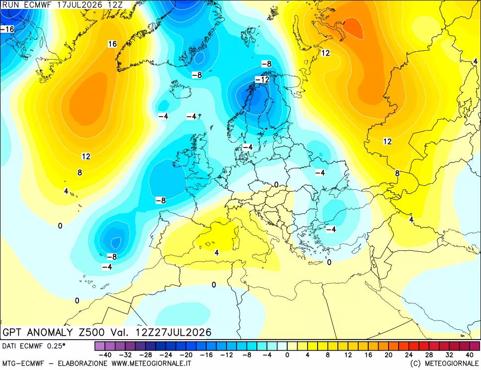 mappa 500 hPa GPT Anomaly vs Cli.No 1981-2010