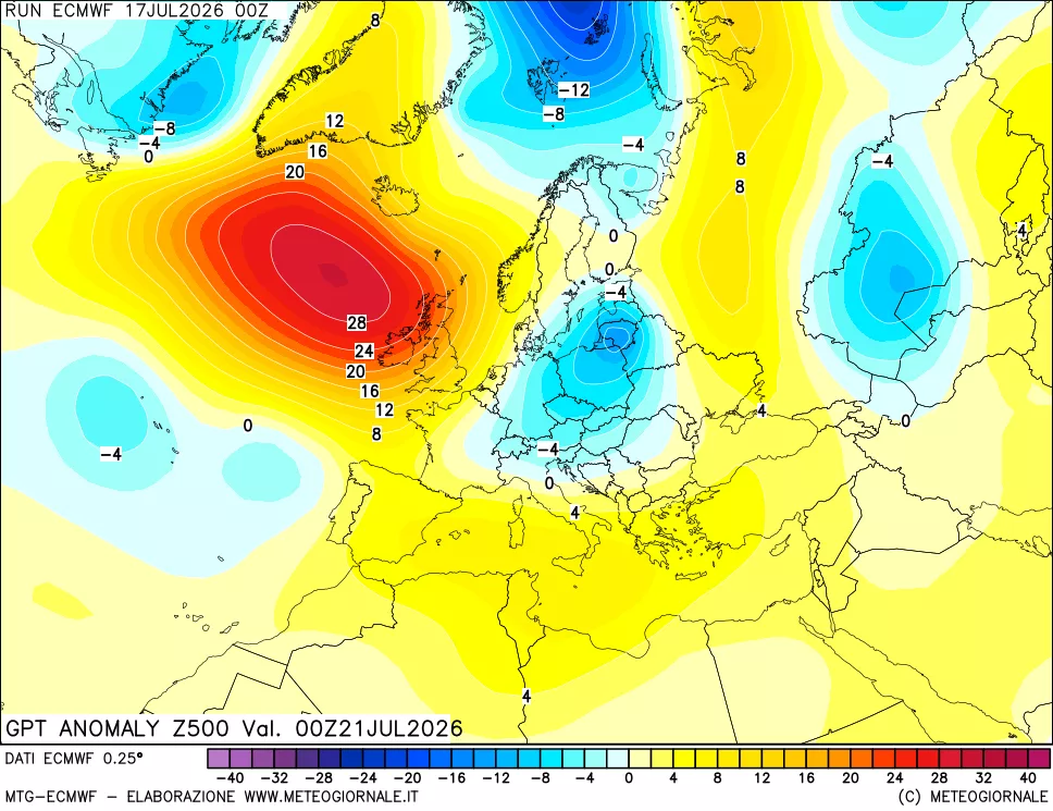 mappa 500 hPa GPT Anomaly vs Cli.No 1981-2010