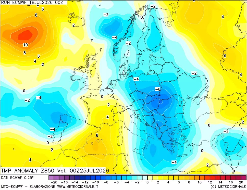 mappa 850 hPa Temp Anomaly vs Cli.No 1981-2010
