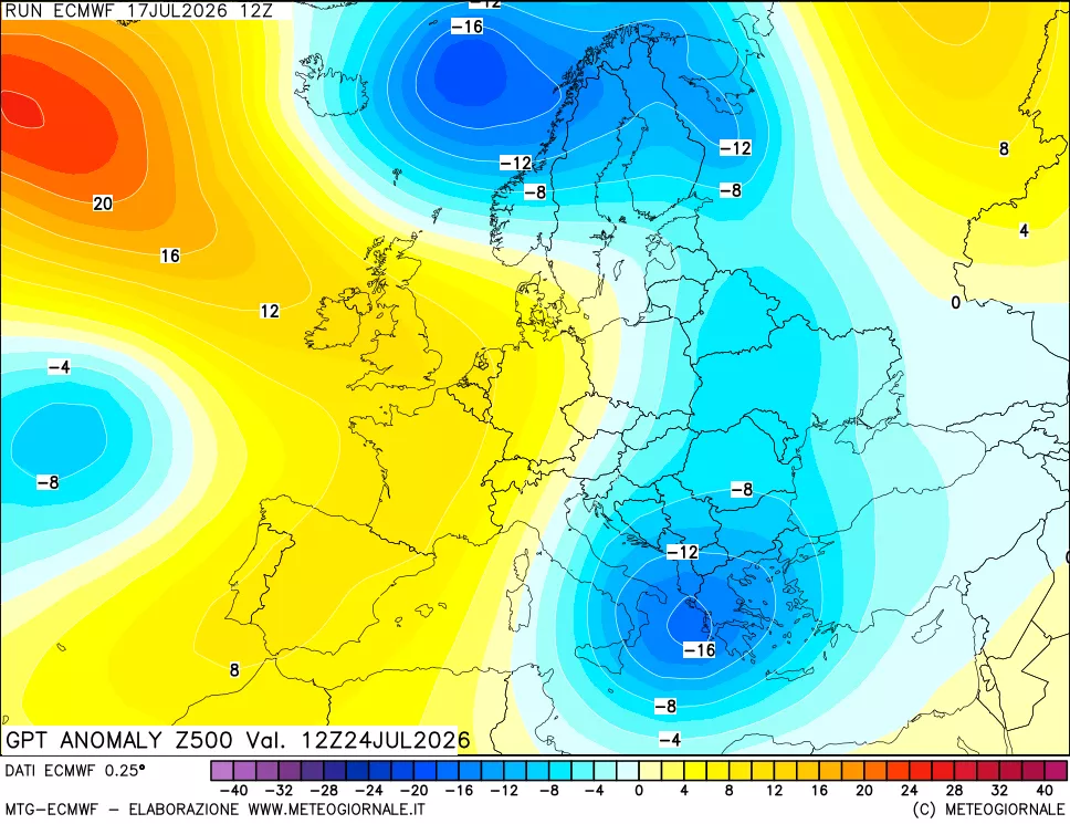 mappa 500 hPa GPT Anomaly vs Cli.No 1981-2010