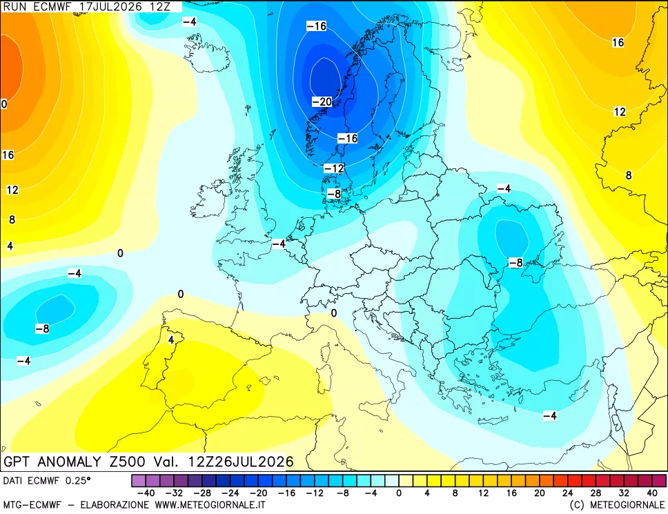 mappa 500 hPa GPT Anomaly vs Cli.No 1981-2010