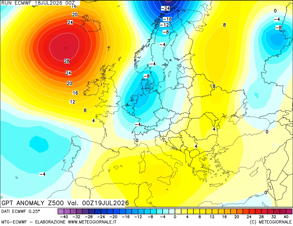 mappa 500 hPa GPT Anomaly vs Cli.No 1981-2010