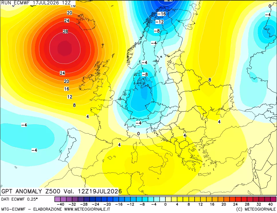 mappa 500 hPa GPT Anomaly vs Cli.No 1981-2010