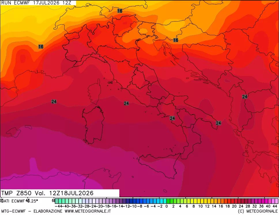 mappa Temperatura a 850 hPa