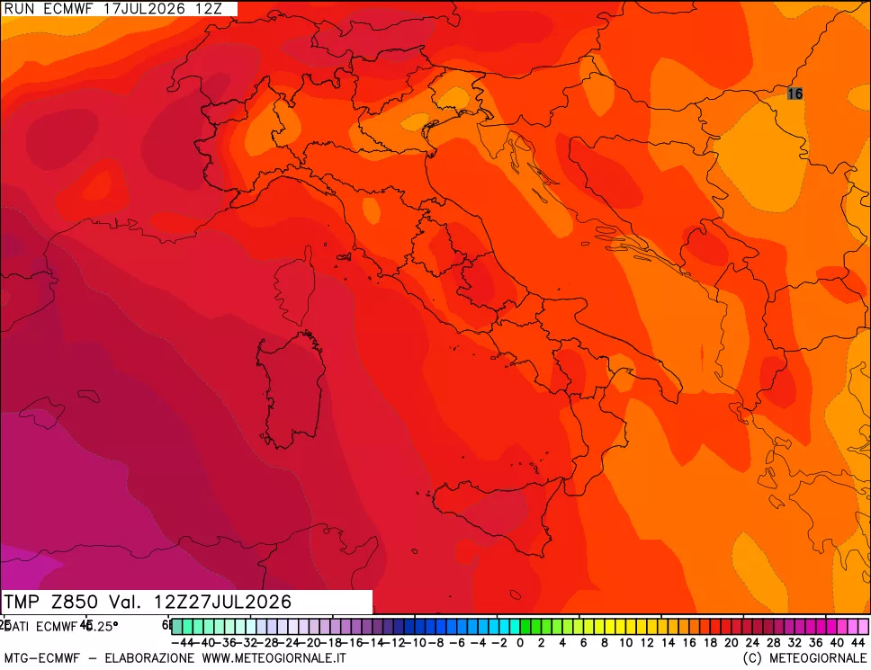 mappa Temperatura a 850 hPa