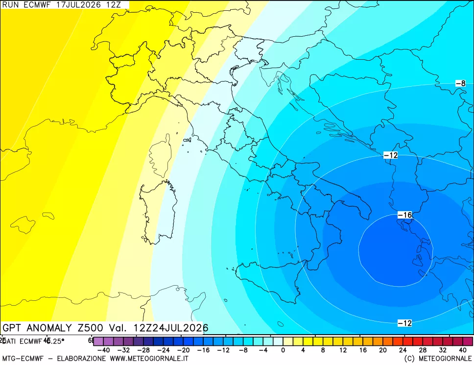mappa 500 hPa GPT Anomaly vs Cli.No 1981-2010