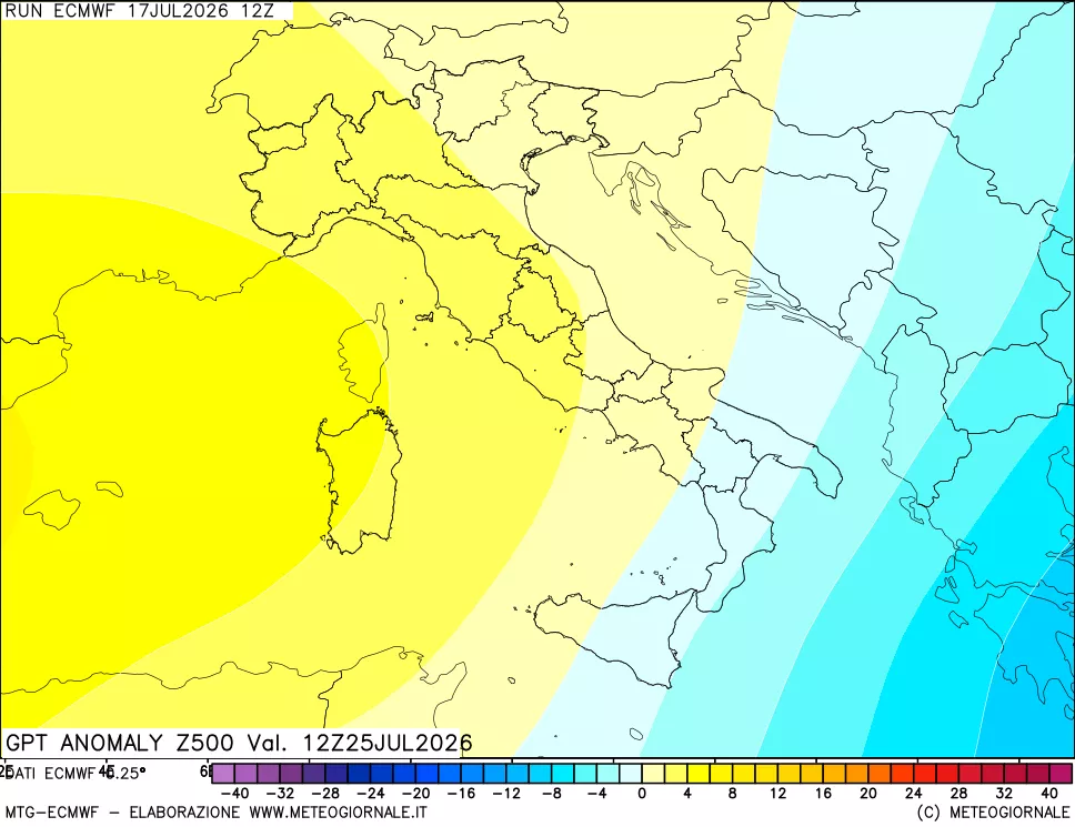 mappa 500 hPa GPT Anomaly vs Cli.No 1981-2010