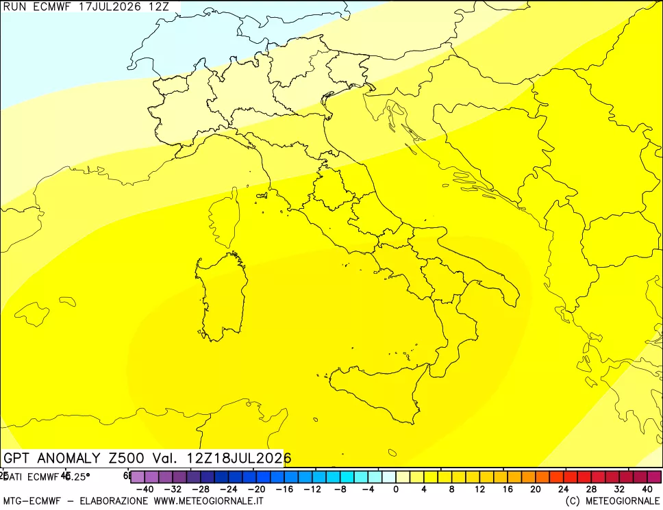 mappa 500 hPa GPT Anomaly vs Cli.No 1981-2010