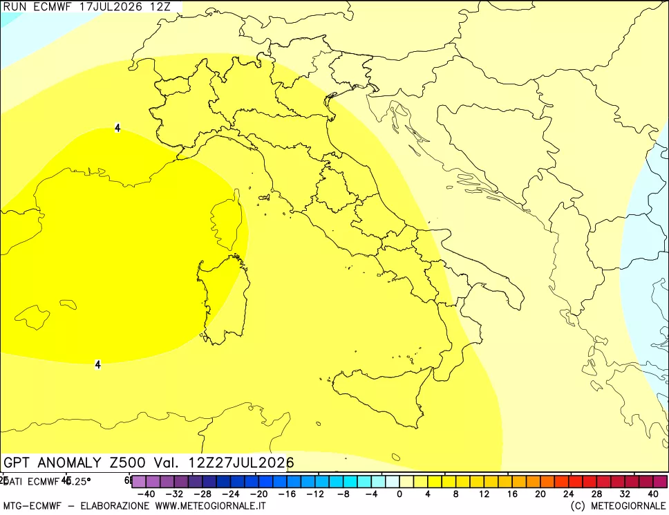 mappa 500 hPa GPT Anomaly vs Cli.No 1981-2010