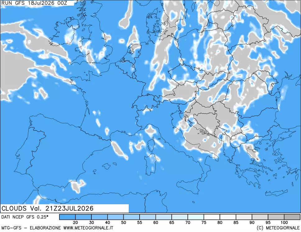 mappa Nuvolosit&agrave; totale