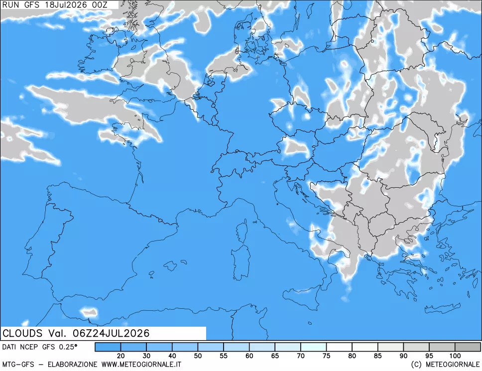mappa Nuvolosit&agrave; totale