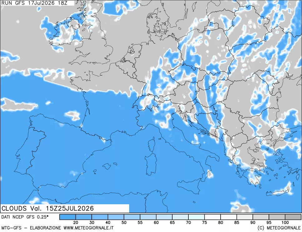 mappa Nuvolosit&agrave; totale