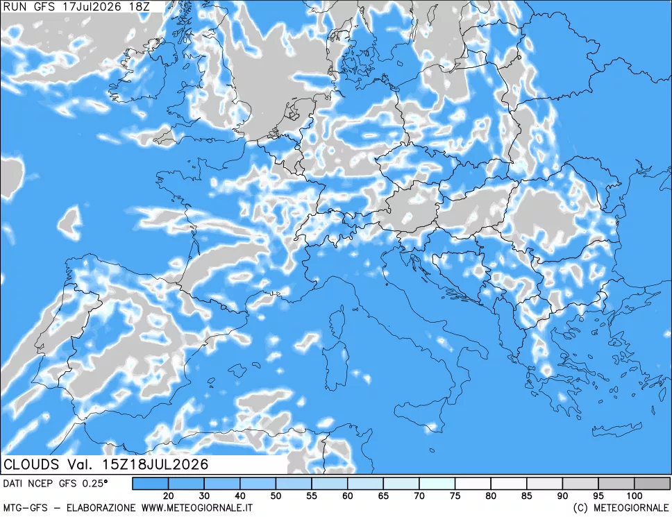 mappa Nuvolosit&agrave; totale
