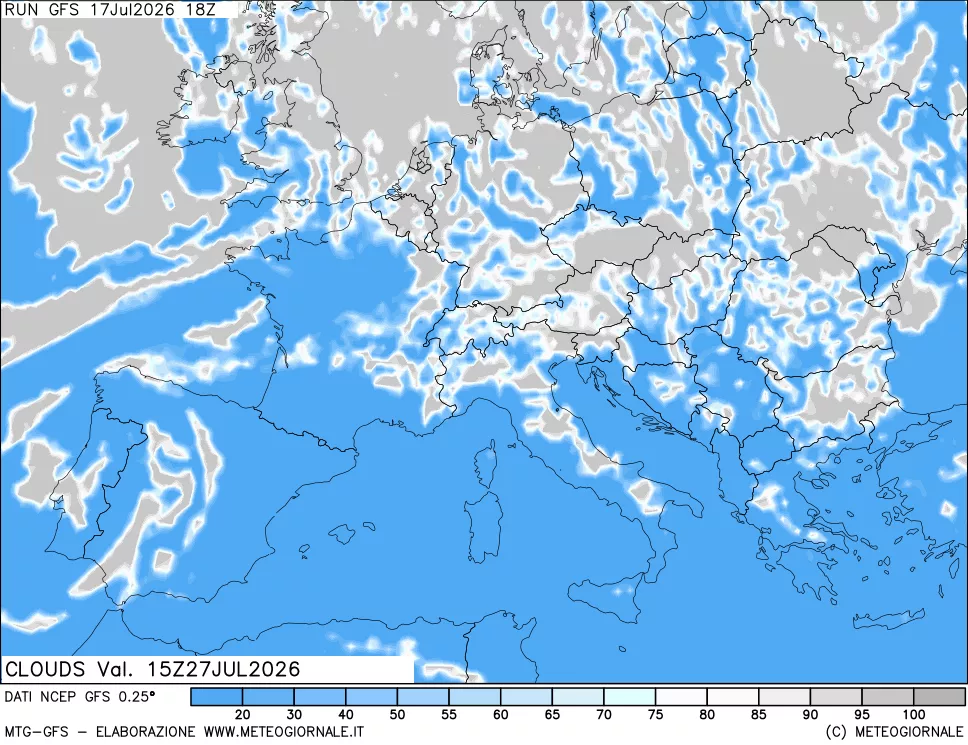 mappa Nuvolosit&agrave; totale