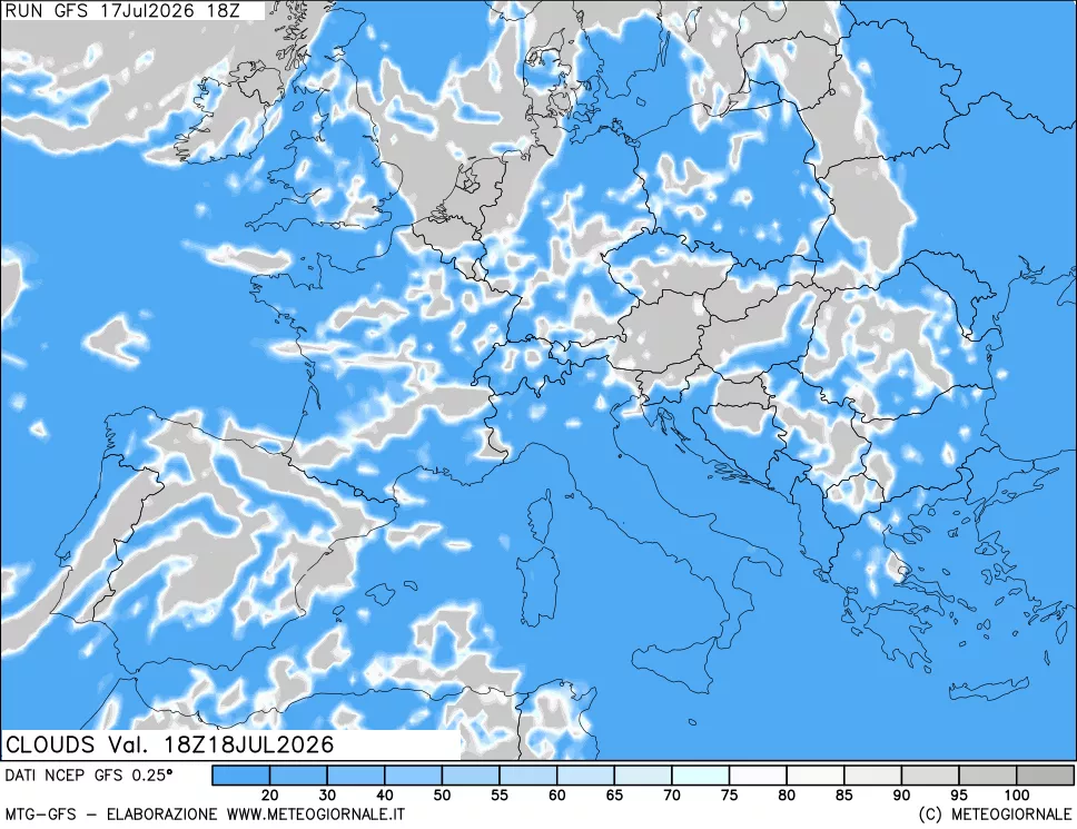 mappa Nuvolosit&agrave; totale