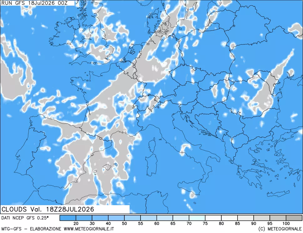 mappa Nuvolosit&agrave; totale