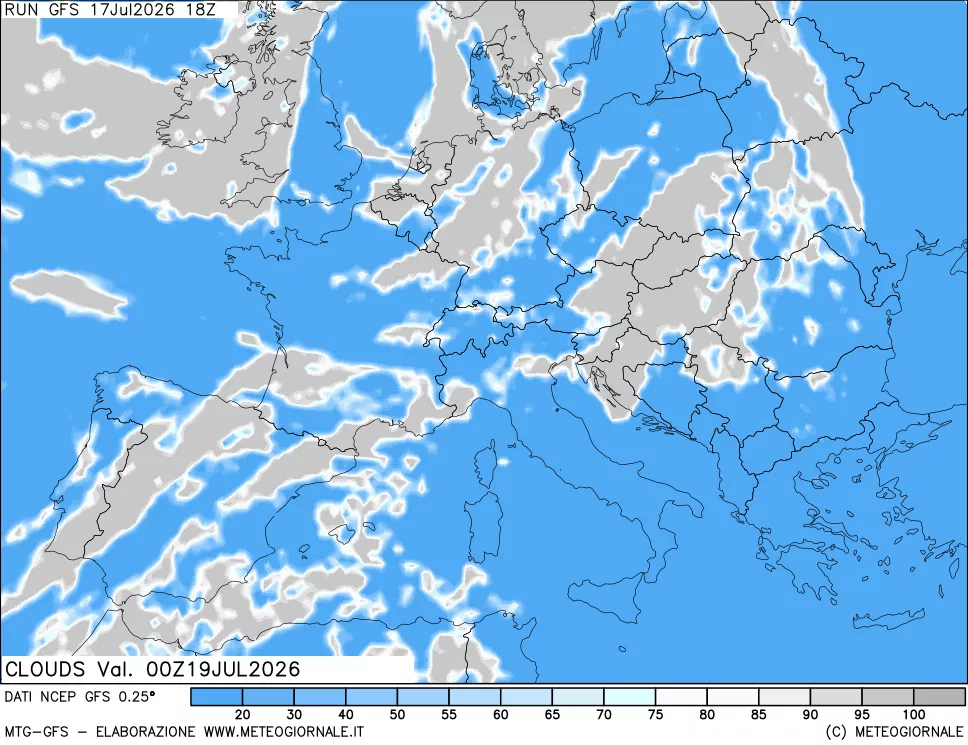 mappa Nuvolosit&agrave; totale