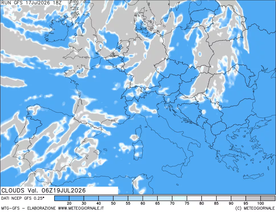 mappa Nuvolosit&agrave; totale